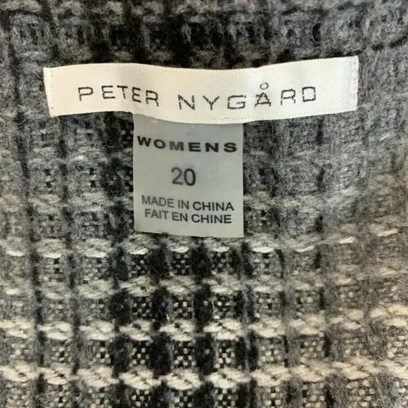 Peter Nygard Houndstooth Open Coat Wool Blend Tweed Plus Size 20 - Picture 5 of 8